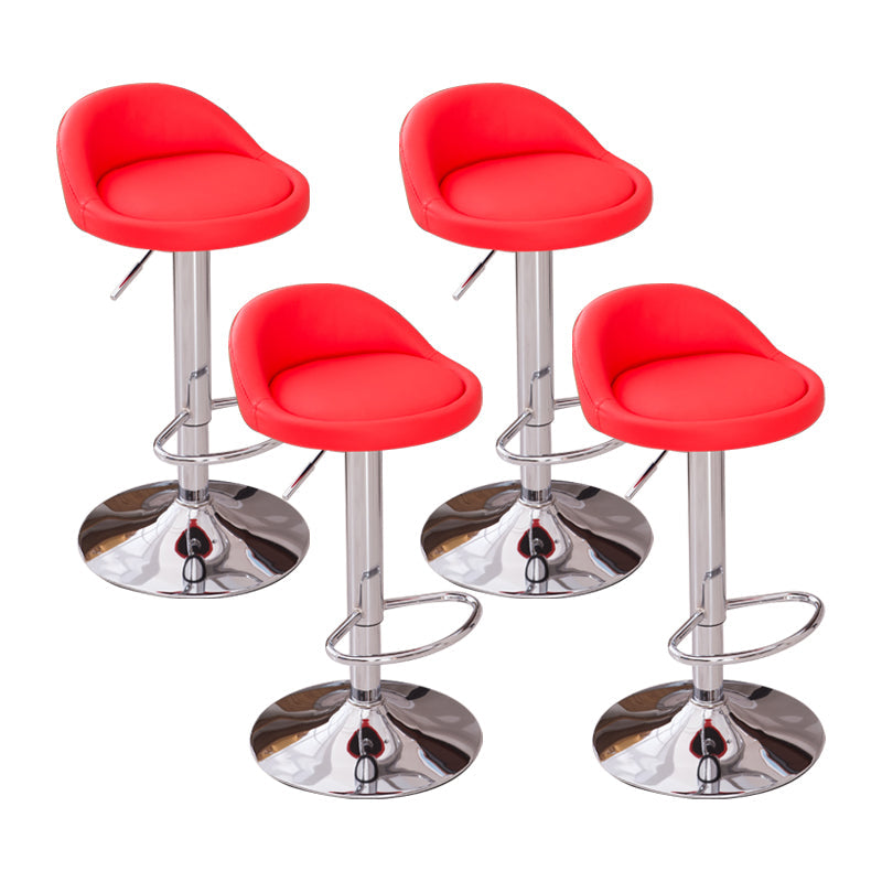 Modern Liftable Backrest Counter Stool Steel Household Bar Stool with Cushion and Pedal Red 4 Piece Set Clearhalo 'Bar Furniture' 'Bar Stools' 'bar_stools' 'furn' 'furn_bar_stools' 'furniture_bar_stools' 'Kitchen & Dining Furniture' 'kitchen&dining_furn' 'kitchen' 'kitchen_furn' Furniture' 4380283
