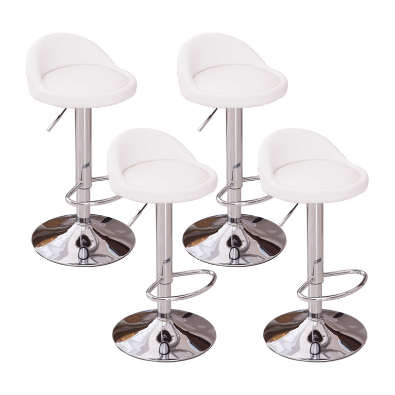 Modern Liftable Backrest Counter Stool Steel Household Bar Stool with Cushion and Pedal White 4 Piece Set Clearhalo 'Bar Furniture' 'Bar Stools' 'bar_stools' 'furn' 'furn_bar_stools' 'furniture_bar_stools' 'Kitchen & Dining Furniture' 'kitchen&dining_furn' 'kitchen' 'kitchen_furn' Furniture' 4380286