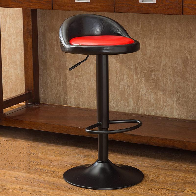 Modern Liftable Backrest Counter Stool Steel Household Bar Stool with Cushion and Pedal Matte Black 1 Piece Clearhalo 'Bar Furniture' 'Bar Stools' 'bar_stools' 'furn' 'furn_bar_stools' 'furniture_bar_stools' 'Kitchen & Dining Furniture' 'kitchen&dining_furn' 'kitchen' 'kitchen_furn' Furniture' 4380287