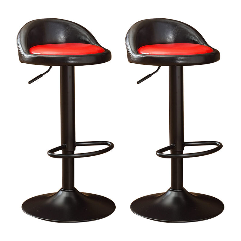 Modern Liftable Backrest Counter Stool Steel Household Bar Stool with Cushion and Pedal Matte Black 2 Piece Set Clearhalo 'Bar Furniture' 'Bar Stools' 'bar_stools' 'furn' 'furn_bar_stools' 'furniture_bar_stools' 'Kitchen & Dining Furniture' 'kitchen&dining_furn' 'kitchen' 'kitchen_furn' Furniture' 4380288