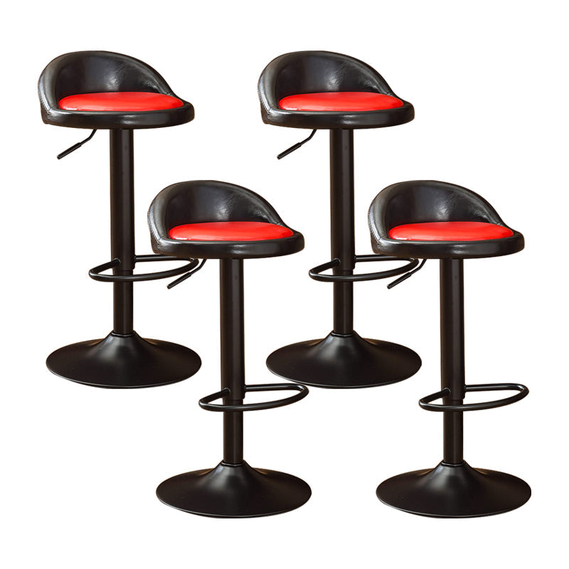 Modern Liftable Backrest Counter Stool Steel Household Bar Stool with Cushion and Pedal Matte Black 4 Piece Set Clearhalo 'Bar Furniture' 'Bar Stools' 'bar_stools' 'furn' 'furn_bar_stools' 'furniture_bar_stools' 'Kitchen & Dining Furniture' 'kitchen&dining_furn' 'kitchen' 'kitchen_furn' Furniture' 4380289