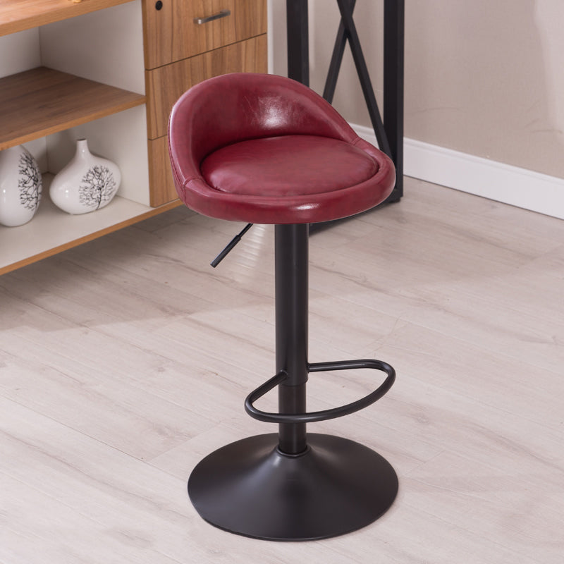 Modern Liftable Backrest Counter Stool Steel Household Bar Stool with Cushion and Pedal Burgundy 1 Piece Clearhalo 'Bar Furniture' 'Bar Stools' 'bar_stools' 'furn' 'furn_bar_stools' 'furniture_bar_stools' 'Kitchen & Dining Furniture' 'kitchen&dining_furn' 'kitchen' 'kitchen_furn' Furniture' 4380293