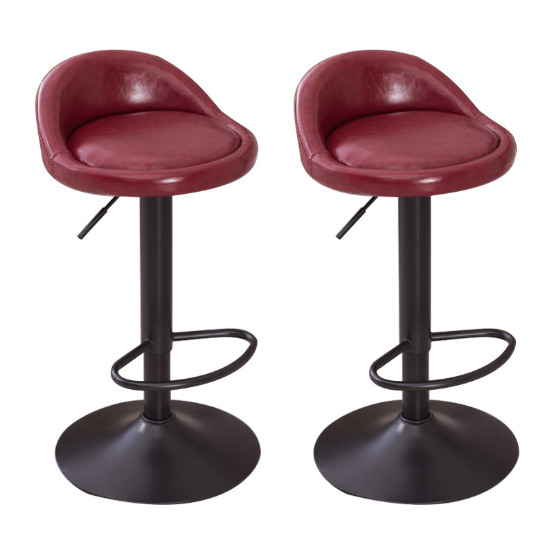 Modern Liftable Backrest Counter Stool Steel Household Bar Stool with Cushion and Pedal Burgundy 2 Piece Set Clearhalo 'Bar Furniture' 'Bar Stools' 'bar_stools' 'furn' 'furn_bar_stools' 'furniture_bar_stools' 'Kitchen & Dining Furniture' 'kitchen&dining_furn' 'kitchen' 'kitchen_furn' Furniture' 4380294