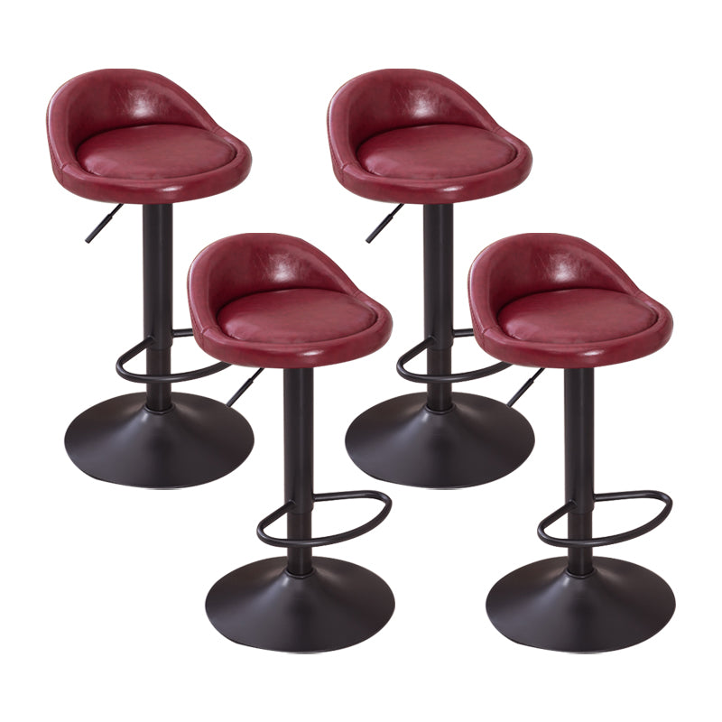 Modern Liftable Backrest Counter Stool Steel Household Bar Stool with Cushion and Pedal Burgundy 4 Piece Set Clearhalo 'Bar Furniture' 'Bar Stools' 'bar_stools' 'furn' 'furn_bar_stools' 'furniture_bar_stools' 'Kitchen & Dining Furniture' 'kitchen&dining_furn' 'kitchen' 'kitchen_furn' Furniture' 4380295