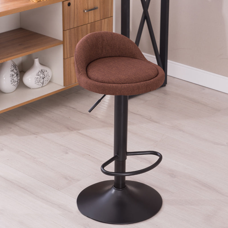 Modern Liftable Backrest Counter Stool Steel Household Bar Stool with Cushion and Pedal Coffee 1 Piece Clearhalo 'Bar Furniture' 'Bar Stools' 'bar_stools' 'furn' 'furn_bar_stools' 'furniture_bar_stools' 'Kitchen & Dining Furniture' 'kitchen&dining_furn' 'kitchen' 'kitchen_furn' Furniture' 4380296