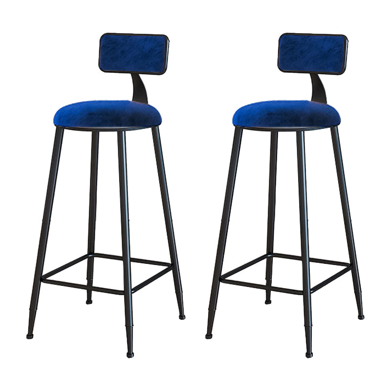 Modern Metal Upholstered Bar Stool Bristol Bar Stool with Iron Legs and Cushion Blue 2 Piece Set Bar Stool(30"H) Clearhalo 'Bar Furniture' 'Bar Stools' 'bar_stools' 'furn' 'furn_bar_stools' 'furniture_bar_stools' 'Kitchen & Dining Furniture' 'kitchen&dining_furn' 'kitchen' 'kitchen_furn' Furniture' 4380367