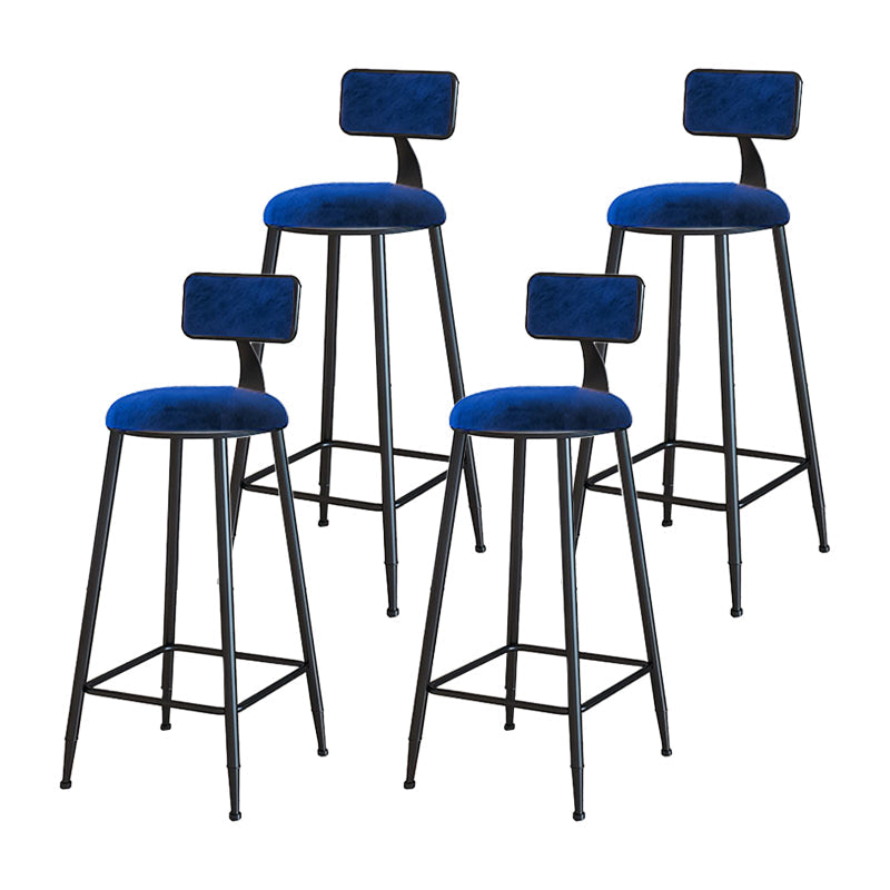 Modern Metal Upholstered Bar Stool Bristol Bar Stool with Iron Legs and Cushion Blue 4 Piece Set Bar Stool(30"H) Clearhalo 'Bar Furniture' 'Bar Stools' 'bar_stools' 'furn' 'furn_bar_stools' 'furniture_bar_stools' 'Kitchen & Dining Furniture' 'kitchen&dining_furn' 'kitchen' 'kitchen_furn' Furniture' 4380369