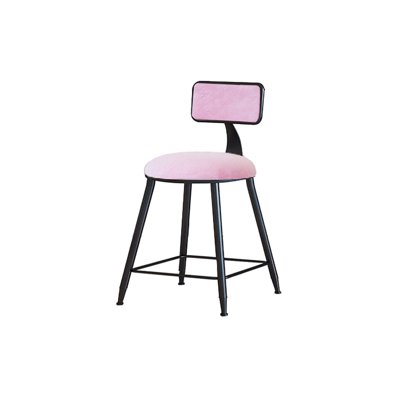 Modern Metal Upholstered Bar Stool Bristol Bar Stool with Iron Legs and Cushion Pink 1 Piece Short Stool(18"H) Clearhalo 'Bar Furniture' 'Bar Stools' 'bar_stools' 'furn' 'furn_bar_stools' 'furniture_bar_stools' 'Kitchen & Dining Furniture' 'kitchen&dining_furn' 'kitchen' 'kitchen_furn' Furniture' 4380372