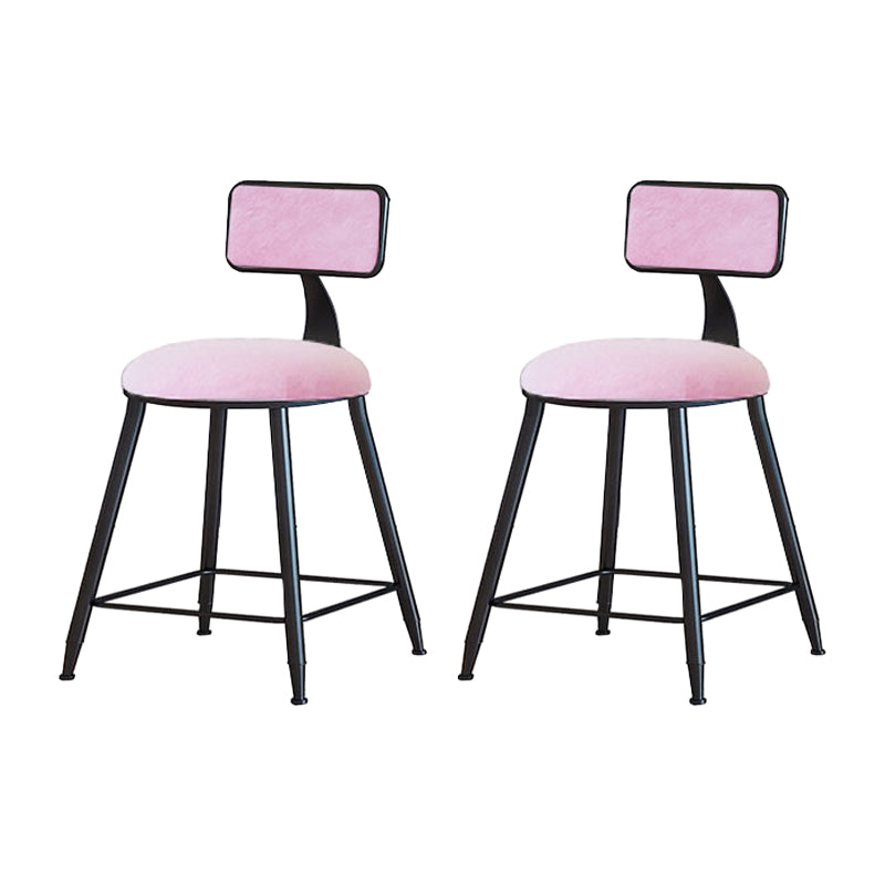 Modern Metal Upholstered Bar Stool Bristol Bar Stool with Iron Legs and Cushion Pink 2 Piece Set Short Stool(18"H) Clearhalo 'Bar Furniture' 'Bar Stools' 'bar_stools' 'furn' 'furn_bar_stools' 'furniture_bar_stools' 'Kitchen & Dining Furniture' 'kitchen&dining_furn' 'kitchen' 'kitchen_furn' Furniture' 4380374