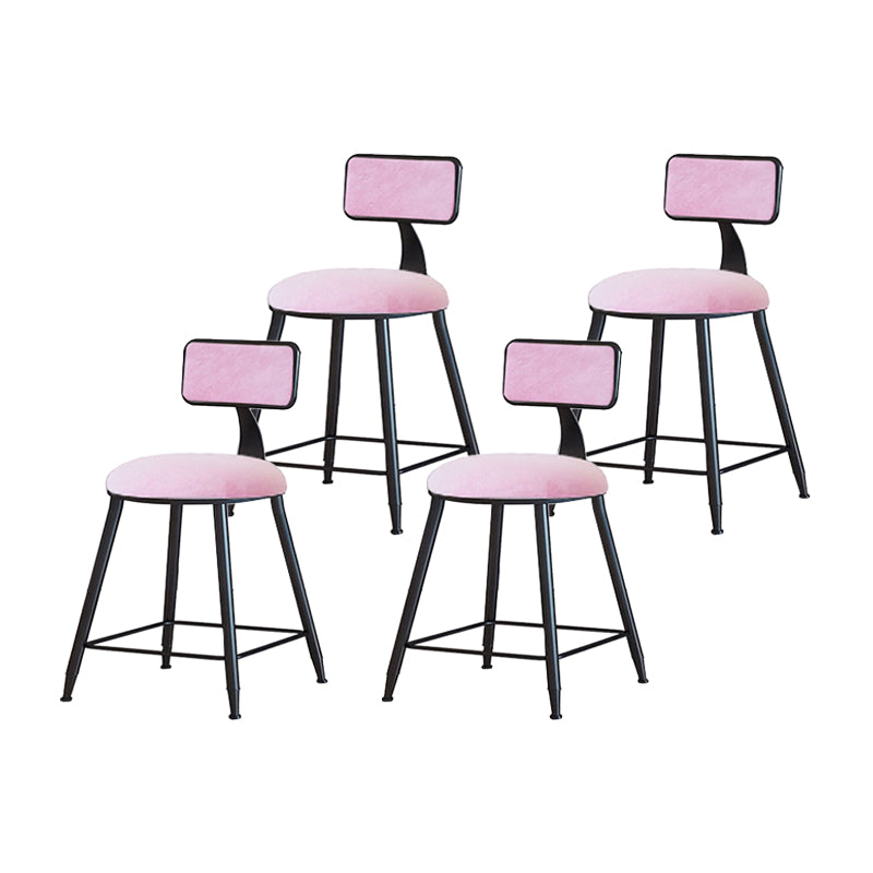Modern Metal Upholstered Bar Stool Bristol Bar Stool with Iron Legs and Cushion Pink 4 Piece Set Short Stool(18"H) Clearhalo 'Bar Furniture' 'Bar Stools' 'bar_stools' 'furn' 'furn_bar_stools' 'furniture_bar_stools' 'Kitchen & Dining Furniture' 'kitchen&dining_furn' 'kitchen' 'kitchen_furn' Furniture' 4380376