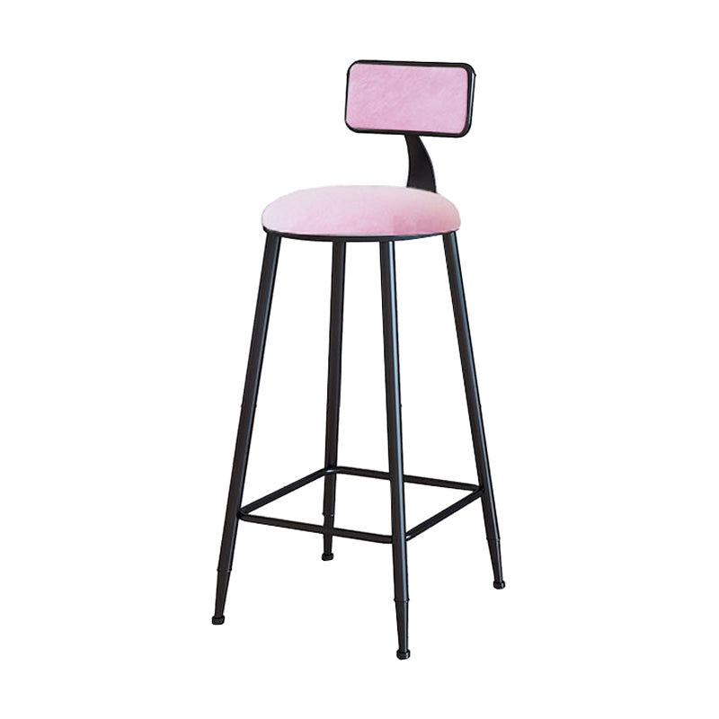 Modern Metal Upholstered Bar Stool Bristol Bar Stool with Iron Legs and Cushion Pink 1 Piece Bar Stool(30"H) Clearhalo 'Bar Furniture' 'Bar Stools' 'bar_stools' 'furn' 'furn_bar_stools' 'furniture_bar_stools' 'Kitchen & Dining Furniture' 'kitchen&dining_furn' 'kitchen' 'kitchen_furn' Furniture' 4380389