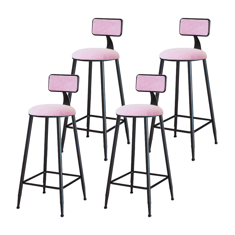 Modern Metal Upholstered Bar Stool Bristol Bar Stool with Iron Legs and Cushion Pink 4 Piece Set Bar Stool(30"H) Clearhalo 'Bar Furniture' 'Bar Stools' 'bar_stools' 'furn' 'furn_bar_stools' 'furniture_bar_stools' 'Kitchen & Dining Furniture' 'kitchen&dining_furn' 'kitchen' 'kitchen_furn' Furniture' 4380391