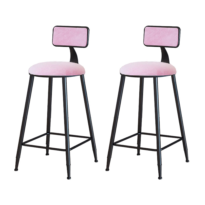 Modern Metal Upholstered Bar Stool Bristol Bar Stool with Iron Legs and Cushion Pink 2 Piece Set Counter Stool(26"H) Clearhalo 'Bar Furniture' 'Bar Stools' 'bar_stools' 'furn' 'furn_bar_stools' 'furniture_bar_stools' 'Kitchen & Dining Furniture' 'kitchen&dining_furn' 'kitchen' 'kitchen_furn' Furniture' 4380402