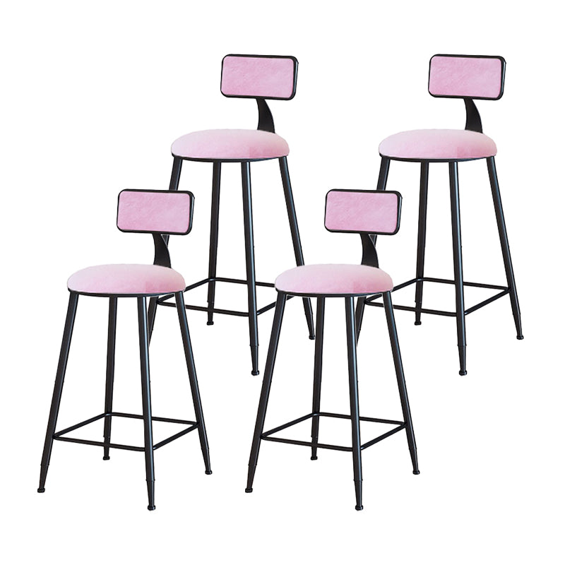 Modern Metal Upholstered Bar Stool Bristol Bar Stool with Iron Legs and Cushion Pink 4 Piece Set Counter Stool(26"H) Clearhalo 'Bar Furniture' 'Bar Stools' 'bar_stools' 'furn' 'furn_bar_stools' 'furniture_bar_stools' 'Kitchen & Dining Furniture' 'kitchen&dining_furn' 'kitchen' 'kitchen_furn' Furniture' 4380403