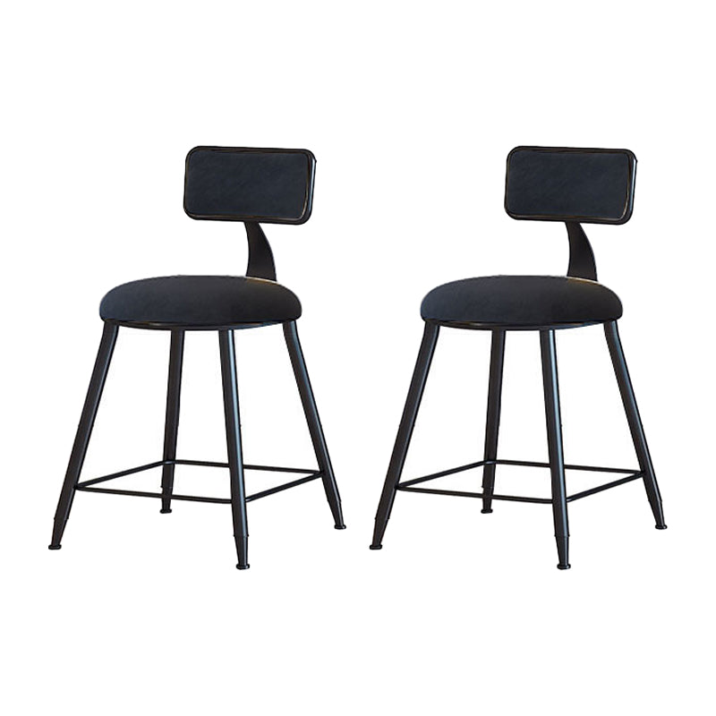 Modern Metal Upholstered Bar Stool Bristol Bar Stool with Iron Legs and Cushion Black 2 Piece Set Short Stool(18"H) Clearhalo 'Bar Furniture' 'Bar Stools' 'bar_stools' 'furn' 'furn_bar_stools' 'furniture_bar_stools' 'Kitchen & Dining Furniture' 'kitchen&dining_furn' 'kitchen' 'kitchen_furn' Furniture' 4380405