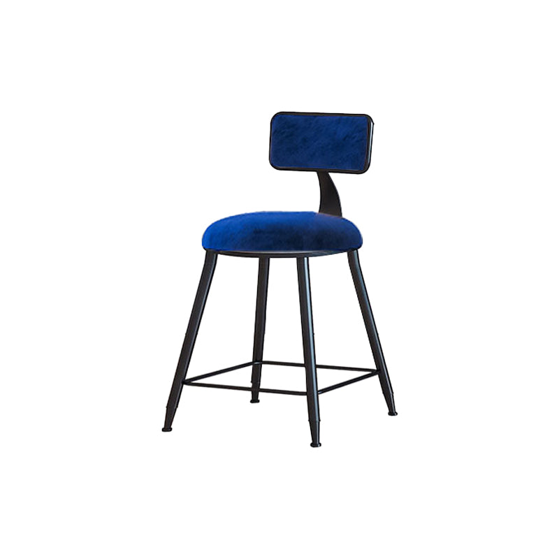 Modern Metal Upholstered Bar Stool Bristol Bar Stool with Iron Legs and Cushion Blue 1 Piece Short Stool(18"H) Clearhalo 'Bar Furniture' 'Bar Stools' 'bar_stools' 'furn' 'furn_bar_stools' 'furniture_bar_stools' 'Kitchen & Dining Furniture' 'kitchen&dining_furn' 'kitchen' 'kitchen_furn' Furniture' 4380410