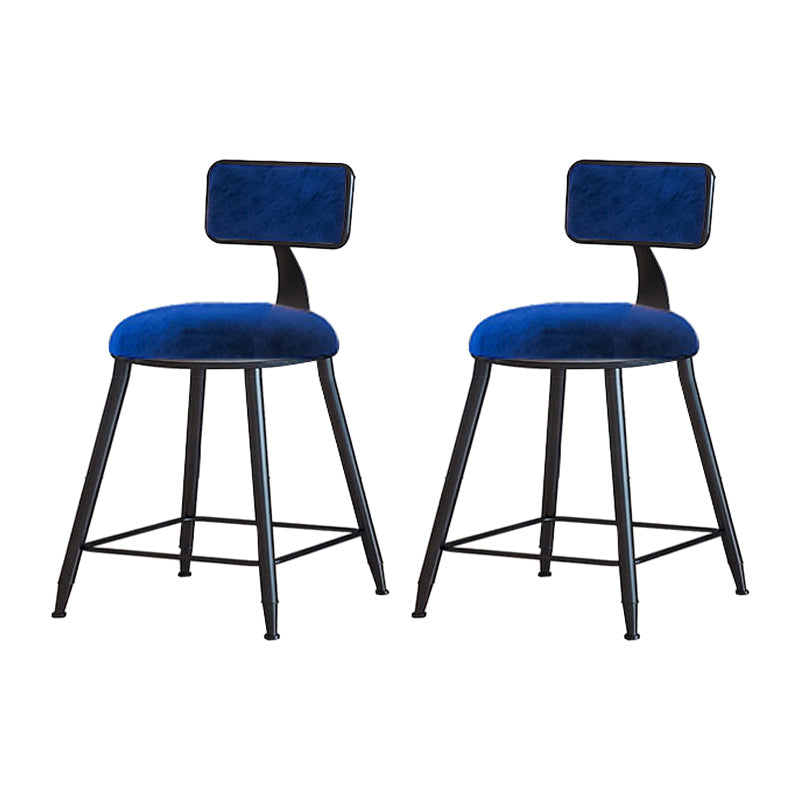 Modern Metal Upholstered Bar Stool Bristol Bar Stool with Iron Legs and Cushion Blue 2 Piece Set Short Stool(18"H) Clearhalo 'Bar Furniture' 'Bar Stools' 'bar_stools' 'furn' 'furn_bar_stools' 'furniture_bar_stools' 'Kitchen & Dining Furniture' 'kitchen&dining_furn' 'kitchen' 'kitchen_furn' Furniture' 4380411