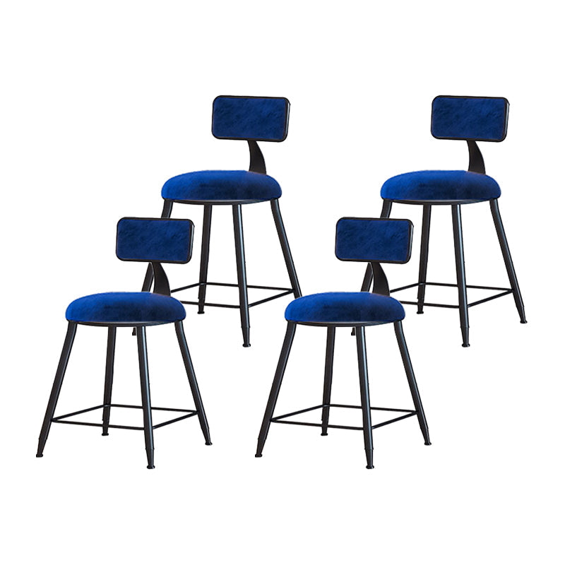 Modern Metal Upholstered Bar Stool Bristol Bar Stool with Iron Legs and Cushion Blue 4 Piece Set Short Stool(18"H) Clearhalo 'Bar Furniture' 'Bar Stools' 'bar_stools' 'furn' 'furn_bar_stools' 'furniture_bar_stools' 'Kitchen & Dining Furniture' 'kitchen&dining_furn' 'kitchen' 'kitchen_furn' Furniture' 4380412