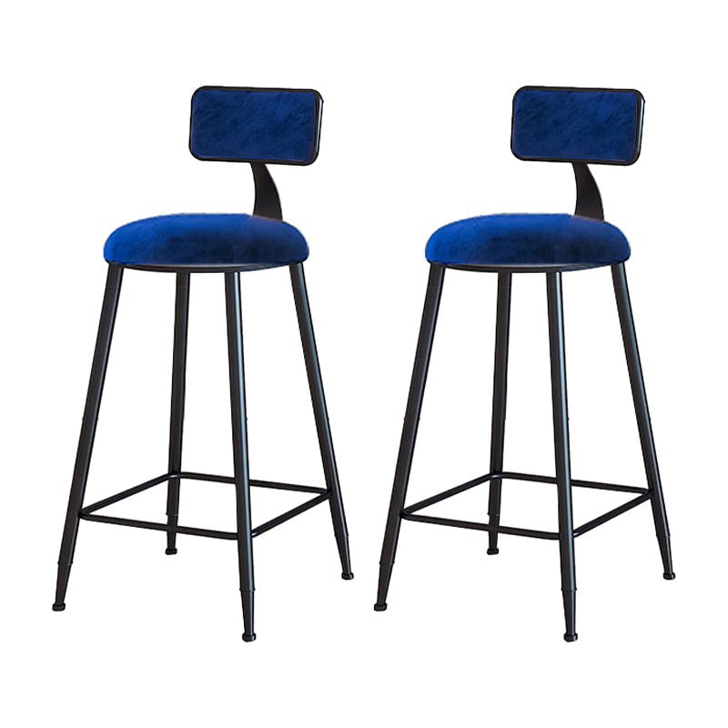 Modern Metal Upholstered Bar Stool Bristol Bar Stool with Iron Legs and Cushion Blue 2 Piece Set Counter Stool(26"H) Clearhalo 'Bar Furniture' 'Bar Stools' 'bar_stools' 'furn' 'furn_bar_stools' 'furniture_bar_stools' 'Kitchen & Dining Furniture' 'kitchen&dining_furn' 'kitchen' 'kitchen_furn' Furniture' 4380420