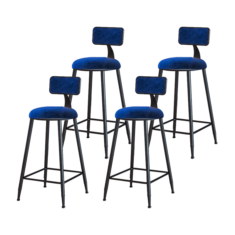 Modern Metal Upholstered Bar Stool Bristol Bar Stool with Iron Legs and Cushion Blue 4 Piece Set Counter Stool(26"H) Clearhalo 'Bar Furniture' 'Bar Stools' 'bar_stools' 'furn' 'furn_bar_stools' 'furniture_bar_stools' 'Kitchen & Dining Furniture' 'kitchen&dining_furn' 'kitchen' 'kitchen_furn' Furniture' 4380421