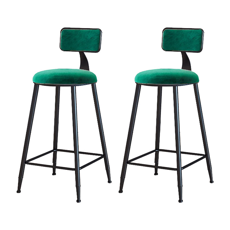 Modern Metal Upholstered Bar Stool Bristol Bar Stool with Iron Legs and Cushion Green 2 Piece Set Counter Stool(26"H) Clearhalo 'Bar Furniture' 'Bar Stools' 'bar_stools' 'furn' 'furn_bar_stools' 'furniture_bar_stools' 'Kitchen & Dining Furniture' 'kitchen&dining_furn' 'kitchen' 'kitchen_furn' Furniture' 4380425