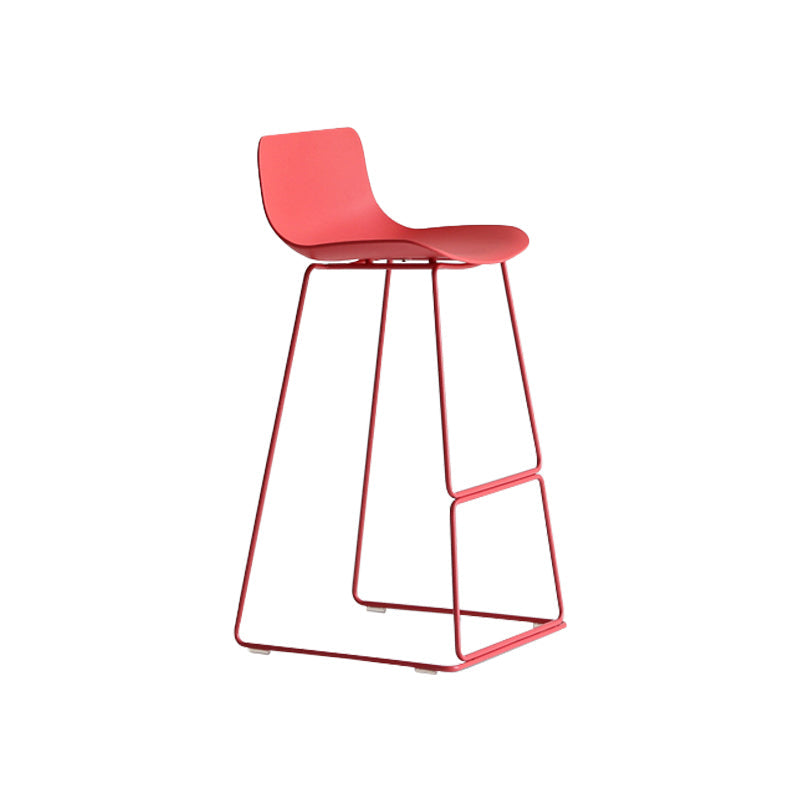 Contemporary Plastic Barstool Bristol Bar Stool With Metal Legs and Low Back Red 1 Piece Bar Stool(30"H) Clearhalo 'Bar Furniture' 'Bar Stools' 'bar_stools' 'furn' 'furn_bar_stools' 'furniture_bar_stools' 'Kitchen & Dining Furniture' 'kitchen&dining_furn' 'kitchen' 'kitchen_furn' Furniture' 4380436