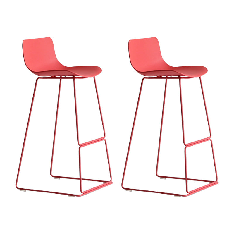 Contemporary Plastic Barstool Bristol Bar Stool With Metal Legs and Low Back Red 2 Piece Set Bar Stool(30"H) Clearhalo 'Bar Furniture' 'Bar Stools' 'bar_stools' 'furn' 'furn_bar_stools' 'furniture_bar_stools' 'Kitchen & Dining Furniture' 'kitchen&dining_furn' 'kitchen' 'kitchen_furn' Furniture' 4380439