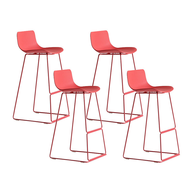 Contemporary Plastic Barstool Bristol Bar Stool With Metal Legs and Low Back Red 4 Piece Set Bar Stool(30"H) Clearhalo 'Bar Furniture' 'Bar Stools' 'bar_stools' 'furn' 'furn_bar_stools' 'furniture_bar_stools' 'Kitchen & Dining Furniture' 'kitchen&dining_furn' 'kitchen' 'kitchen_furn' Furniture' 4380441
