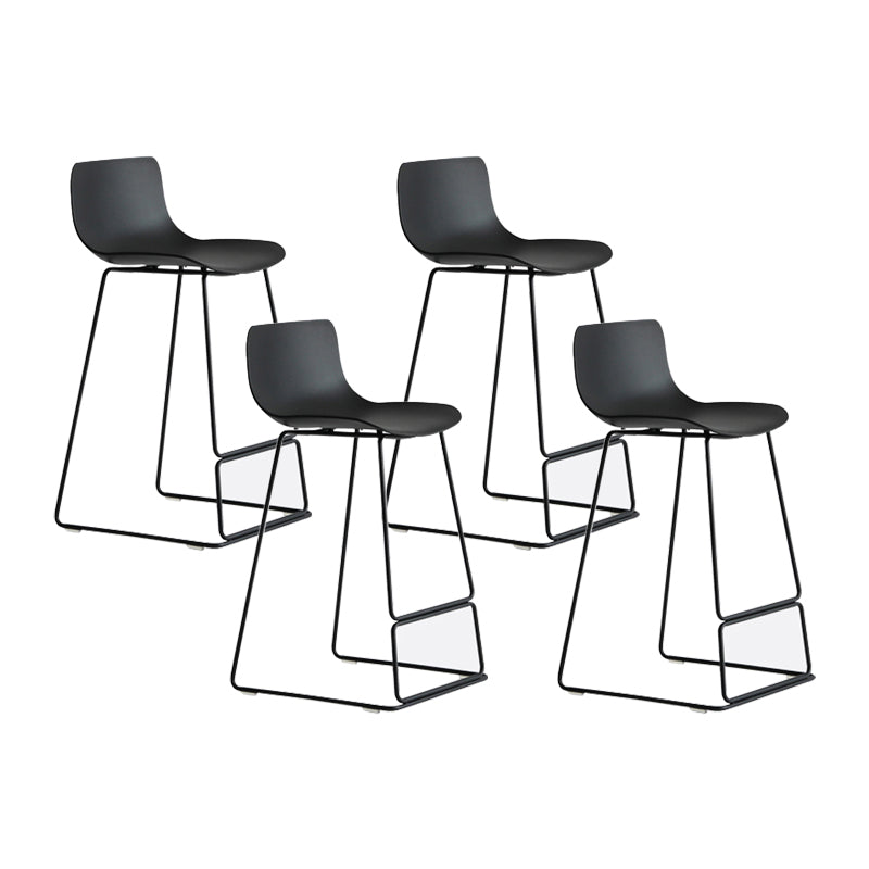 Contemporary Plastic Barstool Bristol Bar Stool With Metal Legs and Low Back Black 4 Piece Set Counter Stool(26"H) Clearhalo 'Bar Furniture' 'Bar Stools' 'bar_stools' 'furn' 'furn_bar_stools' 'furniture_bar_stools' 'Kitchen & Dining Furniture' 'kitchen&dining_furn' 'kitchen' 'kitchen_furn' Furniture' 4380459