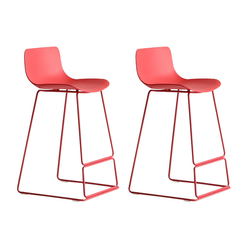 Contemporary Plastic Barstool Bristol Bar Stool With Metal Legs and Low Back Red 2 Piece Set Counter Stool(26"H) Clearhalo 'Bar Furniture' 'Bar Stools' 'bar_stools' 'furn' 'furn_bar_stools' 'furniture_bar_stools' 'Kitchen & Dining Furniture' 'kitchen&dining_furn' 'kitchen' 'kitchen_furn' Furniture' 4380461