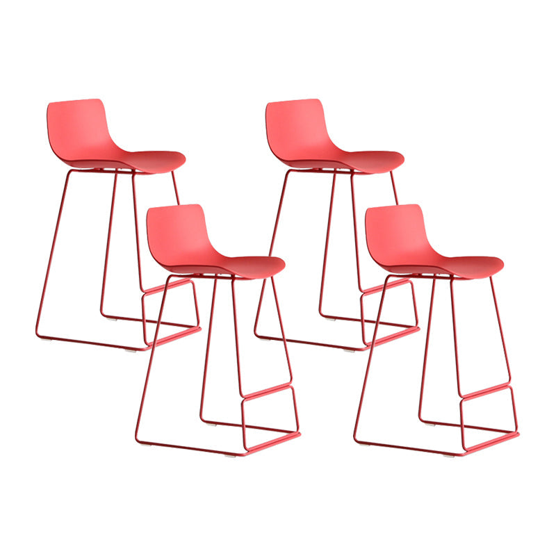 Contemporary Plastic Barstool Bristol Bar Stool With Metal Legs and Low Back Red 4 Piece Set Counter Stool(26"H) Clearhalo 'Bar Furniture' 'Bar Stools' 'bar_stools' 'furn' 'furn_bar_stools' 'furniture_bar_stools' 'Kitchen & Dining Furniture' 'kitchen&dining_furn' 'kitchen' 'kitchen_furn' Furniture' 4380462