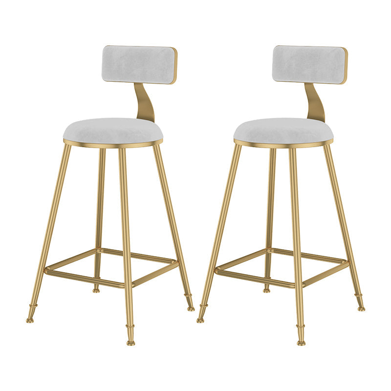 Glam Metal Upholstered Bar Stool Bristol Barstool with Low Back and Cushion White 2 Piece Set Counter Stool(26"H) Clearhalo 'Bar Furniture' 'Bar Stools' 'bar_stools' 'furn' 'furn_bar_stools' 'furniture_bar_stools' 'Kitchen & Dining Furniture' 'kitchen&dining_furn' 'kitchen' 'kitchen_furn' Furniture' 4380472