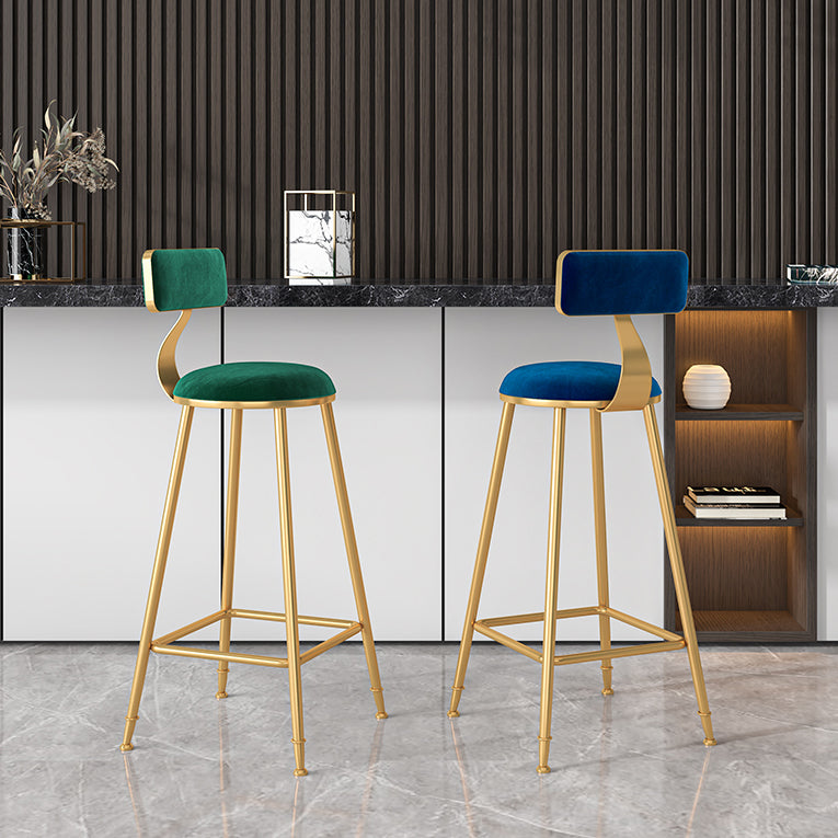 Glam Metal Upholstered Bar Stool Bristol Barstool with Low Back and Cushion Clearhalo 'Bar Furniture' 'Bar Stools' 'bar_stools' 'furn' 'furn_bar_stools' 'furniture_bar_stools' 'Kitchen & Dining Furniture' 'kitchen&dining_furn' 'kitchen' 'kitchen_furn' Furniture' 4380473