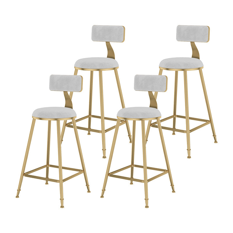 Glam Metal Upholstered Bar Stool Bristol Barstool with Low Back and Cushion White 4 Piece Set Counter Stool(26"H) Clearhalo 'Bar Furniture' 'Bar Stools' 'bar_stools' 'furn' 'furn_bar_stools' 'furniture_bar_stools' 'Kitchen & Dining Furniture' 'kitchen&dining_furn' 'kitchen' 'kitchen_furn' Furniture' 4380474