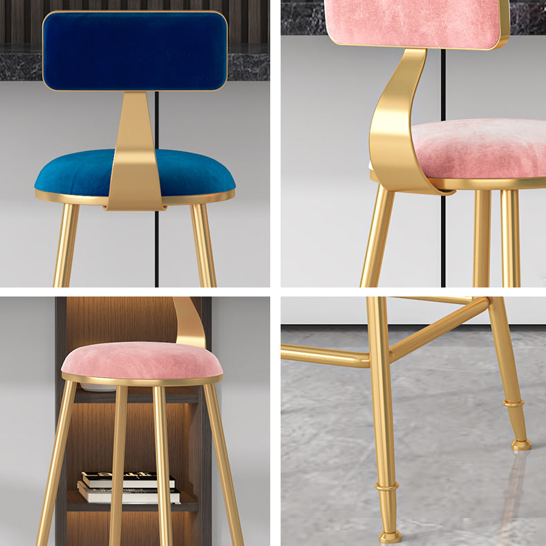 Glam Metal Upholstered Bar Stool Bristol Barstool with Low Back and Cushion Clearhalo 'Bar Furniture' 'Bar Stools' 'bar_stools' 'furn' 'furn_bar_stools' 'furniture_bar_stools' 'Kitchen & Dining Furniture' 'kitchen&dining_furn' 'kitchen' 'kitchen_furn' Furniture' 4380479