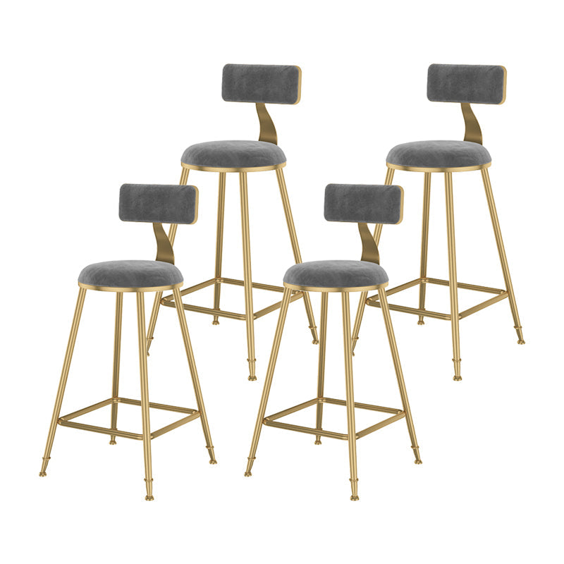 Glam Metal Upholstered Bar Stool Bristol Barstool with Low Back and Cushion Grey 4 Piece Set Counter Stool(26"H) Clearhalo 'Bar Furniture' 'Bar Stools' 'bar_stools' 'furn' 'furn_bar_stools' 'furniture_bar_stools' 'Kitchen & Dining Furniture' 'kitchen&dining_furn' 'kitchen' 'kitchen_furn' Furniture' 4380480