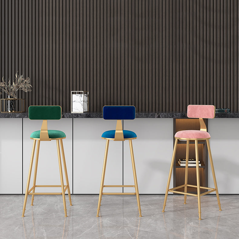 Glam Metal Upholstered Bar Stool Bristol Barstool with Low Back and Cushion Clearhalo 'Bar Furniture' 'Bar Stools' 'bar_stools' 'furn' 'furn_bar_stools' 'furniture_bar_stools' 'Kitchen & Dining Furniture' 'kitchen&dining_furn' 'kitchen' 'kitchen_furn' Furniture' 4380481