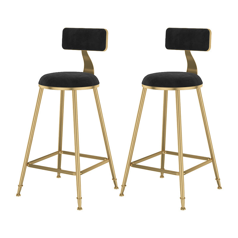 Glam Metal Upholstered Bar Stool Bristol Barstool with Low Back and Cushion Black 2 Piece Set Counter Stool(26"H) Clearhalo 'Bar Furniture' 'Bar Stools' 'bar_stools' 'furn' 'furn_bar_stools' 'furniture_bar_stools' 'Kitchen & Dining Furniture' 'kitchen&dining_furn' 'kitchen' 'kitchen_furn' Furniture' 4380482