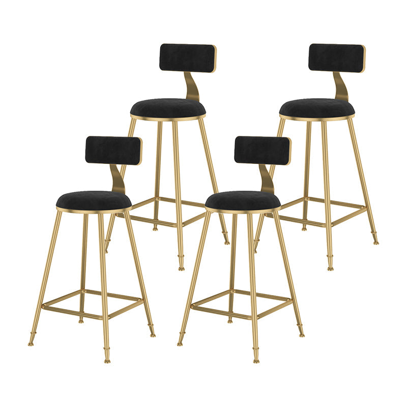 Glam Metal Upholstered Bar Stool Bristol Barstool with Low Back and Cushion Black 4 Piece Set Counter Stool(26"H) Clearhalo 'Bar Furniture' 'Bar Stools' 'bar_stools' 'furn' 'furn_bar_stools' 'furniture_bar_stools' 'Kitchen & Dining Furniture' 'kitchen&dining_furn' 'kitchen' 'kitchen_furn' Furniture' 4380483