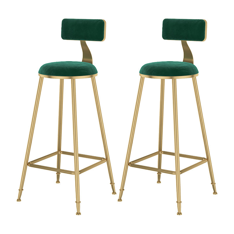 Glam Metal Upholstered Bar Stool Bristol Barstool with Low Back and Cushion Green 2 Piece Set Bar Stool(30"H) Clearhalo 'Bar Furniture' 'Bar Stools' 'bar_stools' 'furn' 'furn_bar_stools' 'furniture_bar_stools' 'Kitchen & Dining Furniture' 'kitchen&dining_furn' 'kitchen' 'kitchen_furn' Furniture' 4380484
