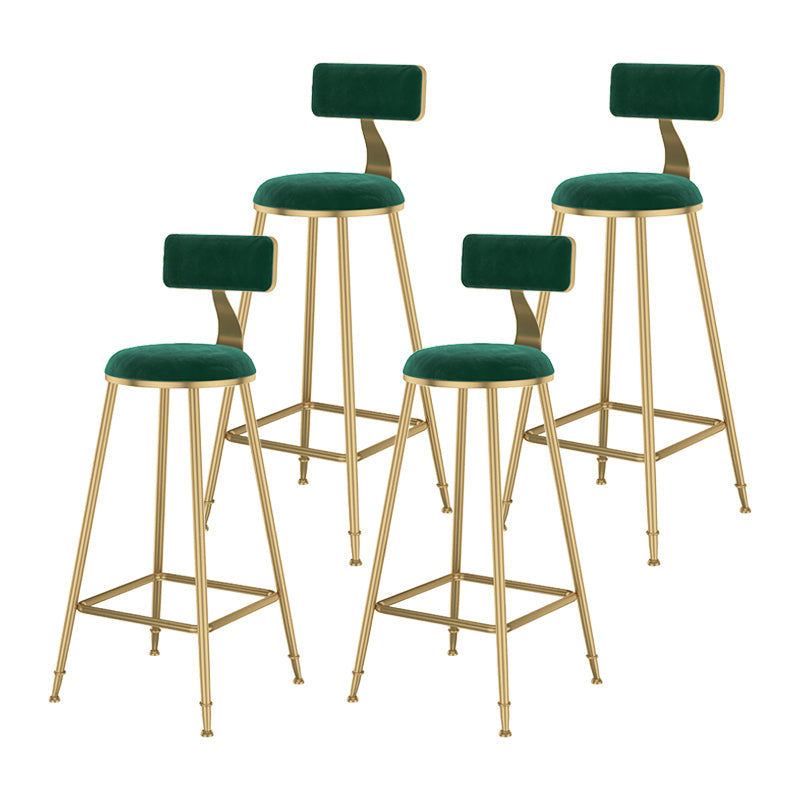 Glam Metal Upholstered Bar Stool Bristol Barstool with Low Back and Cushion Green 4 Piece Set Bar Stool(30"H) Clearhalo 'Bar Furniture' 'Bar Stools' 'bar_stools' 'furn' 'furn_bar_stools' 'furniture_bar_stools' 'Kitchen & Dining Furniture' 'kitchen&dining_furn' 'kitchen' 'kitchen_furn' Furniture' 4380485