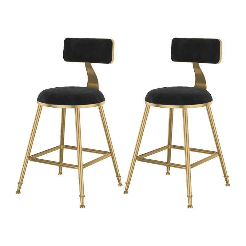 Glam Metal Upholstered Bar Stool Bristol Barstool with Low Back and Cushion Black 2 Piece Set Short Stool(18"H) Clearhalo 'Bar Furniture' 'Bar Stools' 'bar_stools' 'furn' 'furn_bar_stools' 'furniture_bar_stools' 'Kitchen & Dining Furniture' 'kitchen&dining_furn' 'kitchen' 'kitchen_furn' Furniture' 4380486