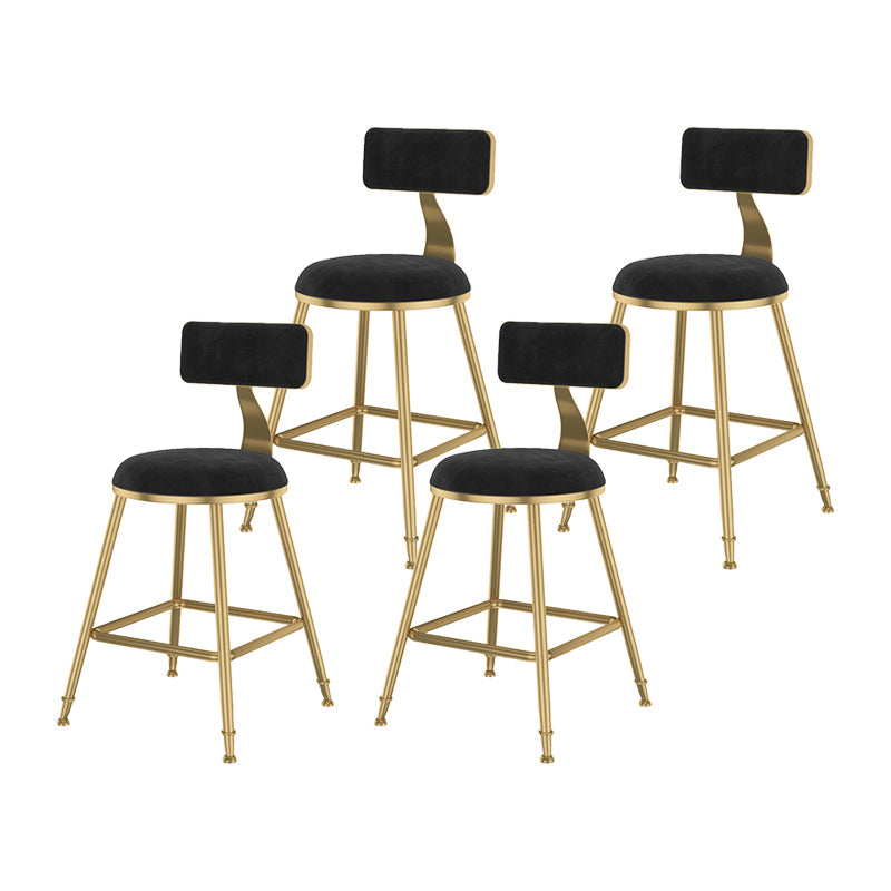 Glam Metal Upholstered Bar Stool Bristol Barstool with Low Back and Cushion Black 4 Piece Set Short Stool(18"H) Clearhalo 'Bar Furniture' 'Bar Stools' 'bar_stools' 'furn' 'furn_bar_stools' 'furniture_bar_stools' 'Kitchen & Dining Furniture' 'kitchen&dining_furn' 'kitchen' 'kitchen_furn' Furniture' 4380487