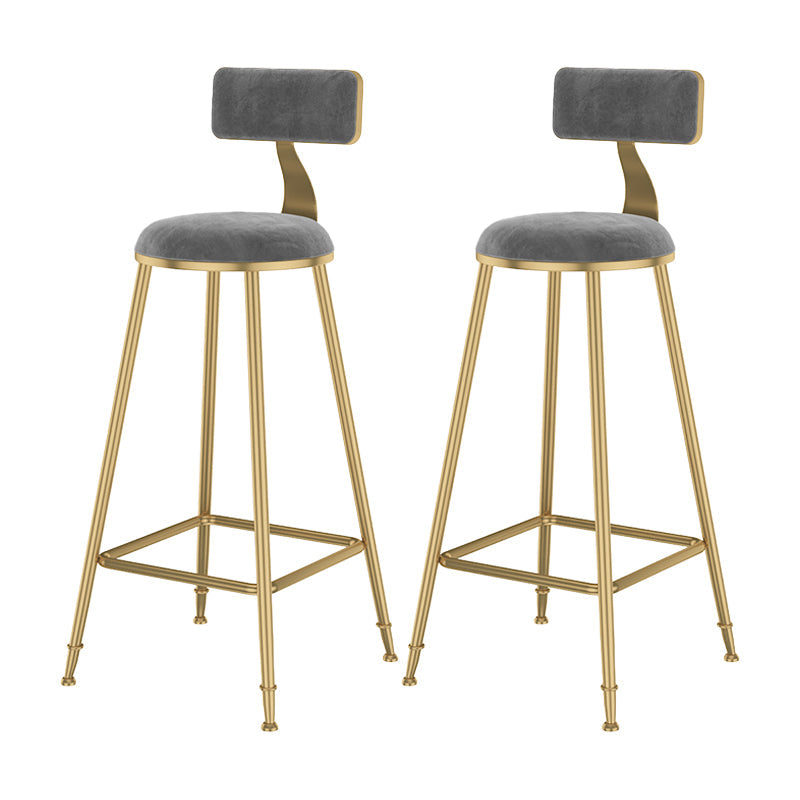 Glam Metal Upholstered Bar Stool Bristol Barstool with Low Back and Cushion Grey 2 Piece Set Bar Stool(30"H) Clearhalo 'Bar Furniture' 'Bar Stools' 'bar_stools' 'furn' 'furn_bar_stools' 'furniture_bar_stools' 'Kitchen & Dining Furniture' 'kitchen&dining_furn' 'kitchen' 'kitchen_furn' Furniture' 4380488
