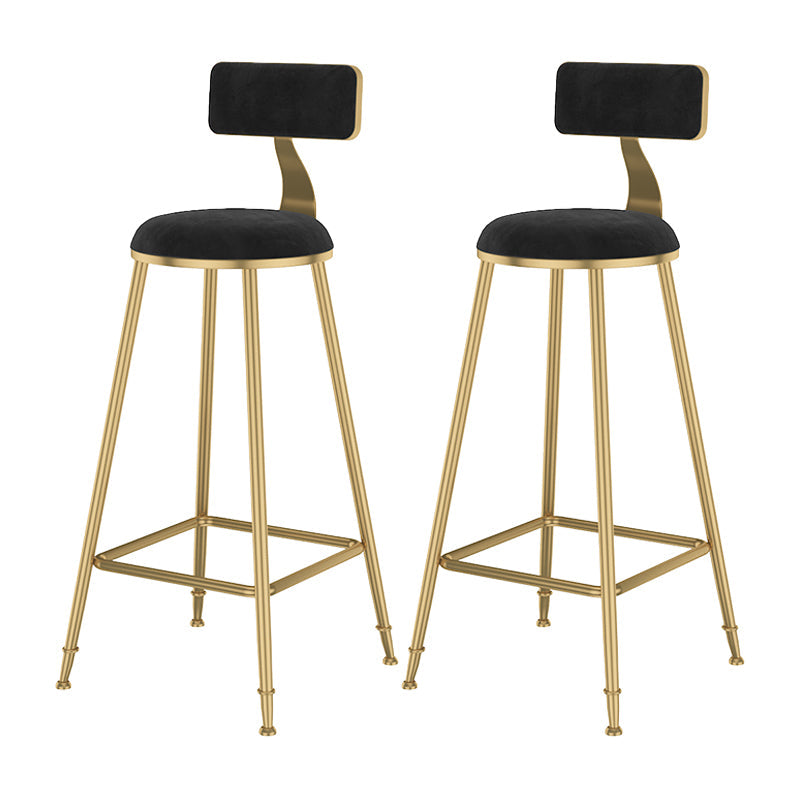 Glam Metal Upholstered Bar Stool Bristol Barstool with Low Back and Cushion Black 2 Piece Set Bar Stool(30"H) Clearhalo 'Bar Furniture' 'Bar Stools' 'bar_stools' 'furn' 'furn_bar_stools' 'furniture_bar_stools' 'Kitchen & Dining Furniture' 'kitchen&dining_furn' 'kitchen' 'kitchen_furn' Furniture' 4380490