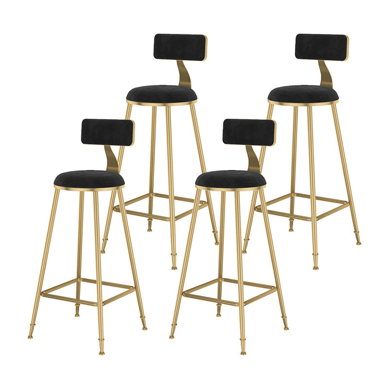 Glam Metal Upholstered Bar Stool Bristol Barstool with Low Back and Cushion Black 4 Piece Set Bar Stool(30"H) Clearhalo 'Bar Furniture' 'Bar Stools' 'bar_stools' 'furn' 'furn_bar_stools' 'furniture_bar_stools' 'Kitchen & Dining Furniture' 'kitchen&dining_furn' 'kitchen' 'kitchen_furn' Furniture' 4380491