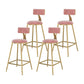 Glam Metal Upholstered Bar Stool Bristol Barstool with Low Back and Cushion Pink 4 Piece Set Counter Stool(26"H) Clearhalo 'Bar Furniture' 'Bar Stools' 'bar_stools' 'furn' 'furn_bar_stools' 'furniture_bar_stools' 'Kitchen & Dining Furniture' 'kitchen&dining_furn' 'kitchen' 'kitchen_furn' Furniture' 4380495