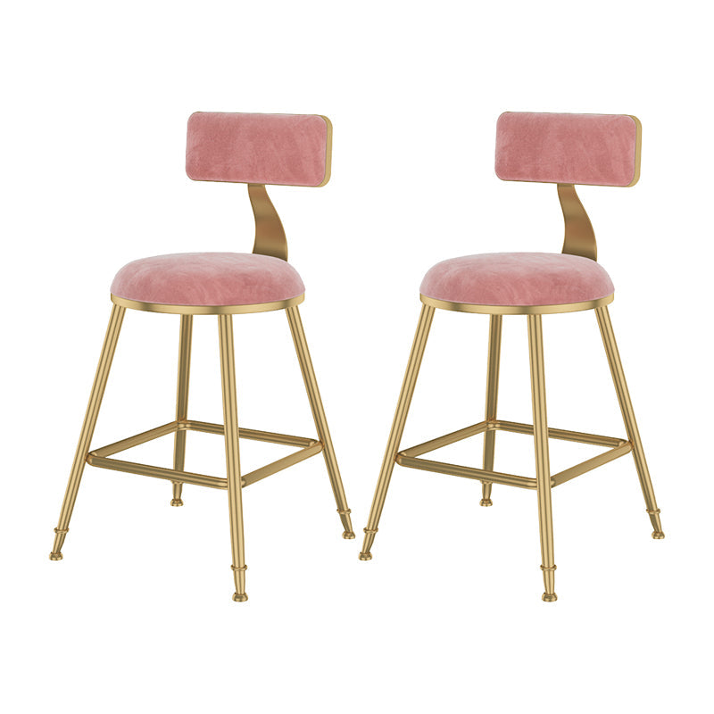 Glam Metal Upholstered Bar Stool Bristol Barstool with Low Back and Cushion Pink 2 Piece Set Short Stool(18"H) Clearhalo 'Bar Furniture' 'Bar Stools' 'bar_stools' 'furn' 'furn_bar_stools' 'furniture_bar_stools' 'Kitchen & Dining Furniture' 'kitchen&dining_furn' 'kitchen' 'kitchen_furn' Furniture' 4380496