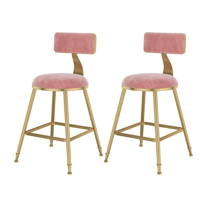 Glam Metal Upholstered Bar Stool Bristol Barstool with Low Back and Cushion Pink 2 Piece Set Short Stool(18"H) Clearhalo 'Bar Furniture' 'Bar Stools' 'bar_stools' 'furn' 'furn_bar_stools' 'furniture_bar_stools' 'Kitchen & Dining Furniture' 'kitchen&dining_furn' 'kitchen' 'kitchen_furn' Furniture' 4380496