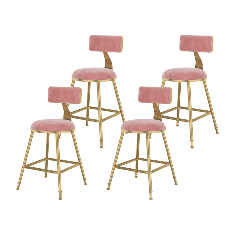 Glam Metal Upholstered Bar Stool Bristol Barstool with Low Back and Cushion Pink 4 Piece Set Short Stool(18"H) Clearhalo 'Bar Furniture' 'Bar Stools' 'bar_stools' 'furn' 'furn_bar_stools' 'furniture_bar_stools' 'Kitchen & Dining Furniture' 'kitchen&dining_furn' 'kitchen' 'kitchen_furn' Furniture' 4380497